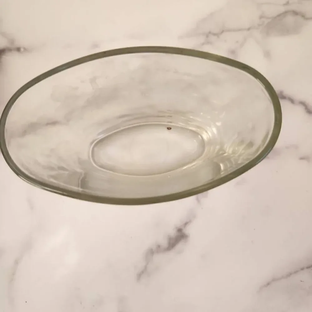Clear thick heavy glass flower vase oval home decor 6.25 in height